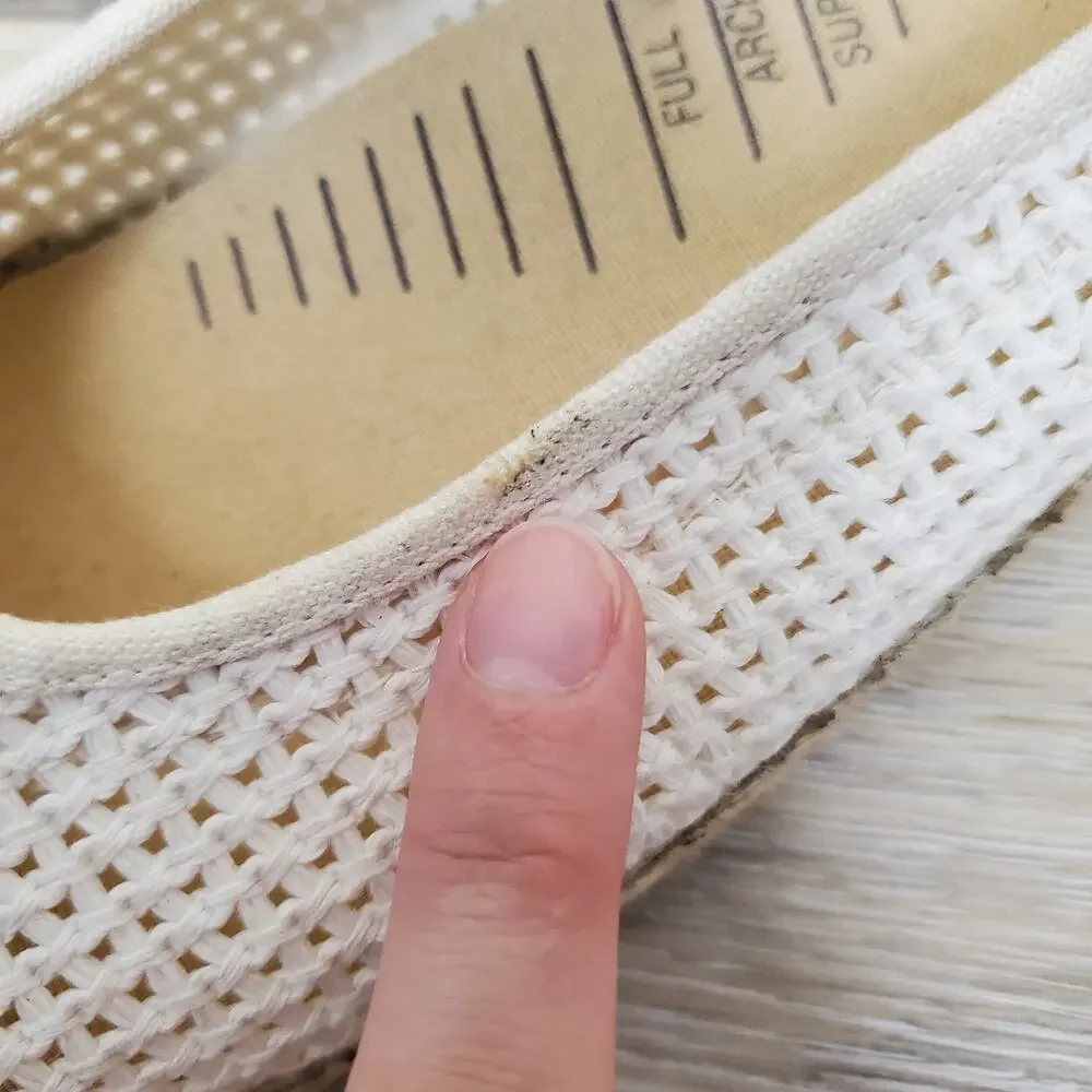 Vintage 90s Y2K Basketweave Espadrille Flats Cream White 8